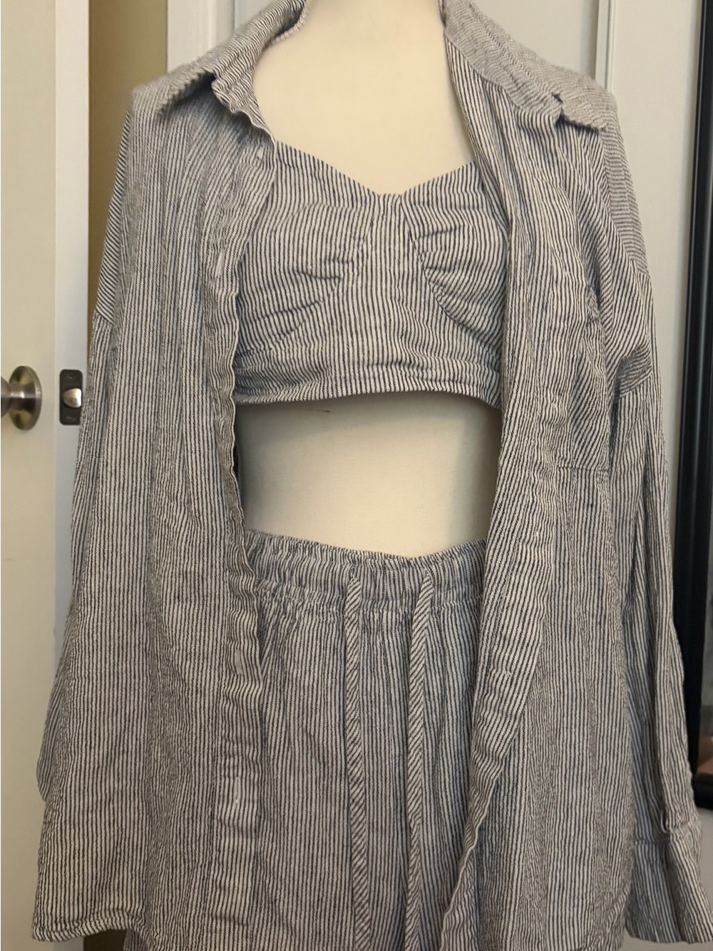 Forever 21 3 piece Navy and White Striped Camisole Set